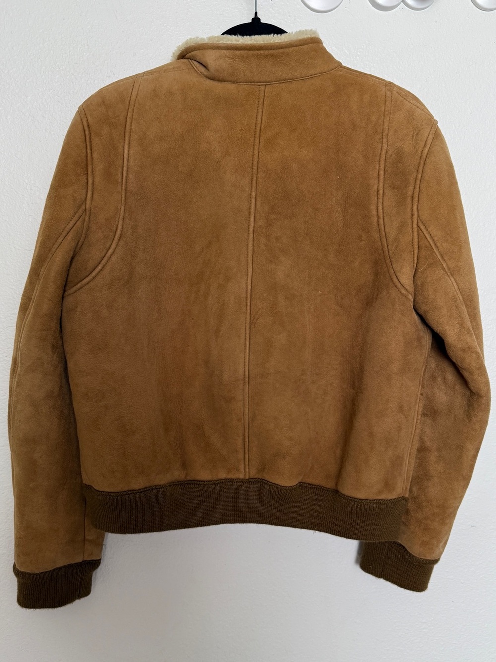 Vintage Barneys CO-OP Suede Shearling Bomber Jacket Brown Cropped - Picture 4 of 11